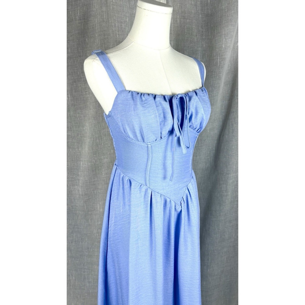 Womens Corset Midi Sun Dress Sz S French Blue Corset Cottagecore Coquette Fairy - Picture 10 of 11